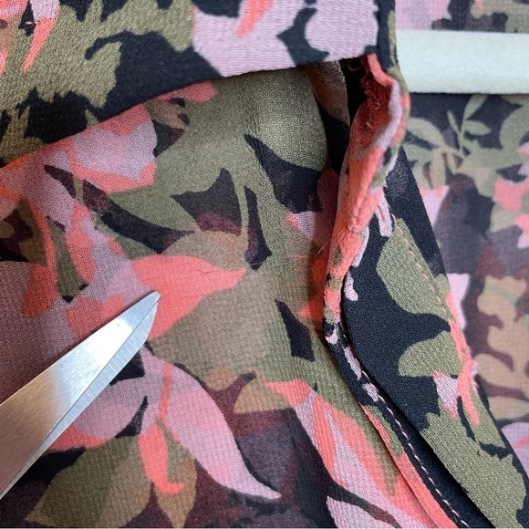 Misa Editha Ruffle Tiered Smocked Floral Print Midi Dress Pink Green Small - Picture 9 of 9